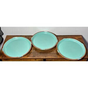 Vintage DANSK MESA Turquoise Southwest Inspired Stoneware Dinner Plates Set of 3